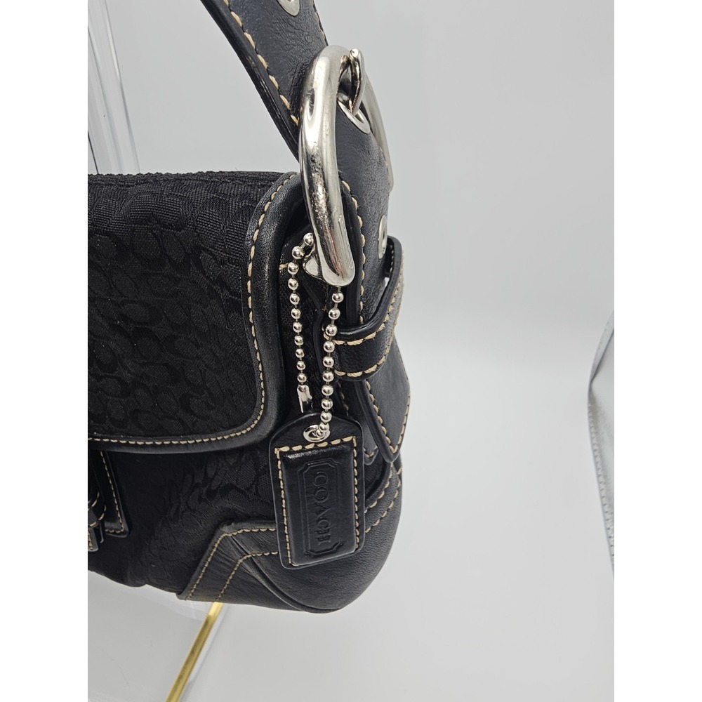 VTG Coach 6818 Soho Demi Shoulder Bag Black Signature C Jacquard Canvas Leather - Picture 4 of 16